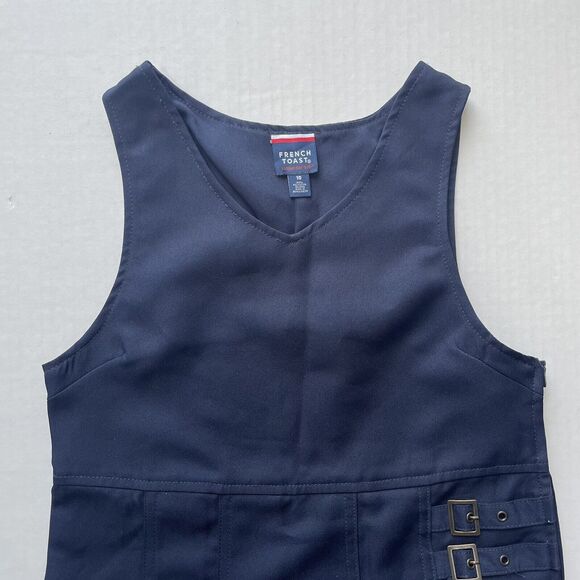 French Toast Girls Navy/White Peter Pan Collared Pleated Dress Skirt Uniform L - Picture 4 of 12